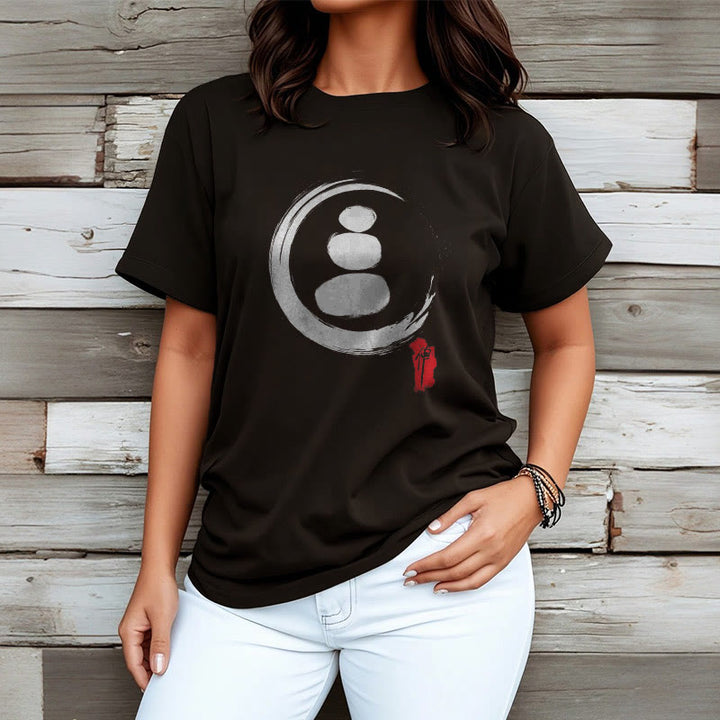 Buddha Stones禅サークル コットンTシャツ - image 3