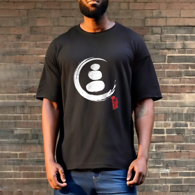 Buddha Stones禅サークル コットンTシャツ - image 2