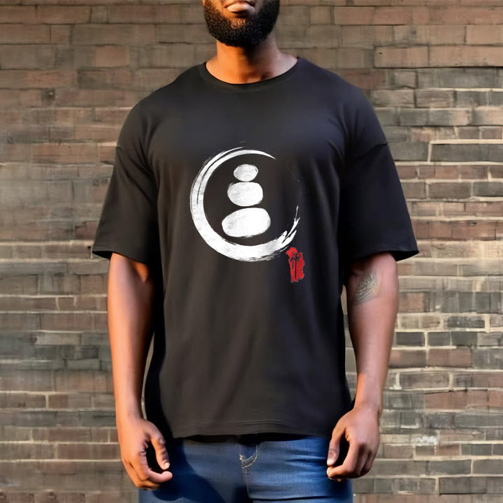 Buddha Stones禅サークル コットンTシャツ - image 2