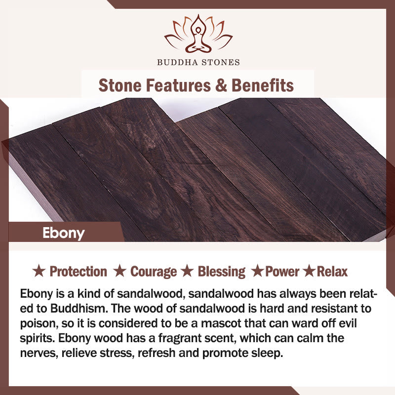 Buddha Stonesマットつや消し表面ブラックオニキス黒檀保護ブレスレット