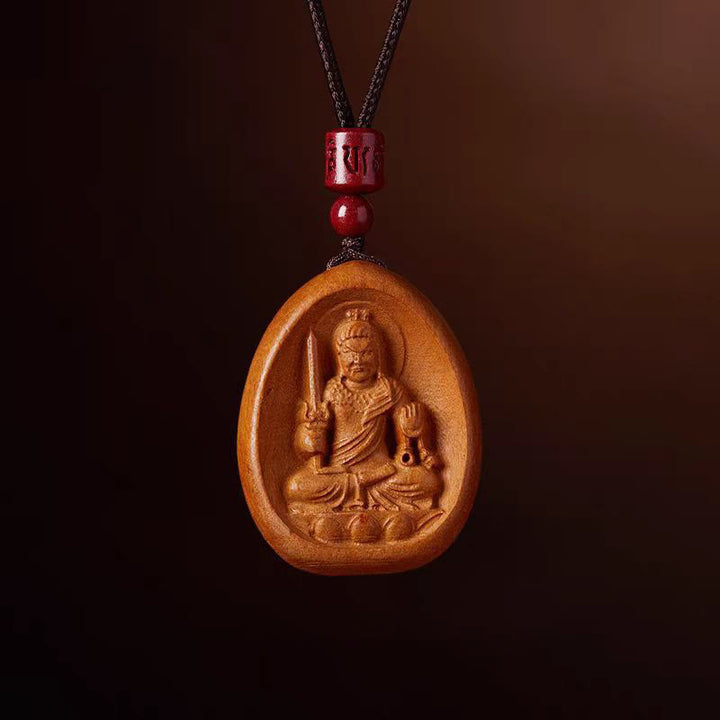 Buddha Stones桃の木 辰砂オーム・マニ・パドメ・フム中国の十二支 黒紐ネックレスペンダント - 桃の木-鶏 - image 26