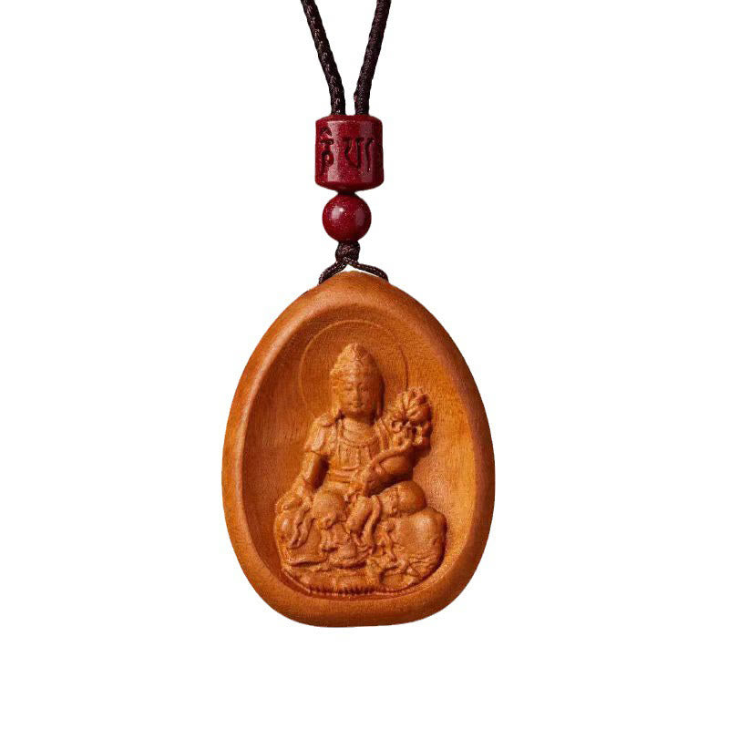 Buddha Stones桃の木 辰砂オーム・マニ・パドメ・フム中国の十二支 黒紐ネックレスペンダント - image 19