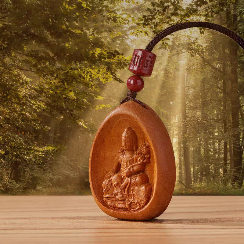Buddha Stones桃の木 辰砂オーム・マニ・パドメ・フム中国の十二支 黒紐ネックレスペンダント - image 12