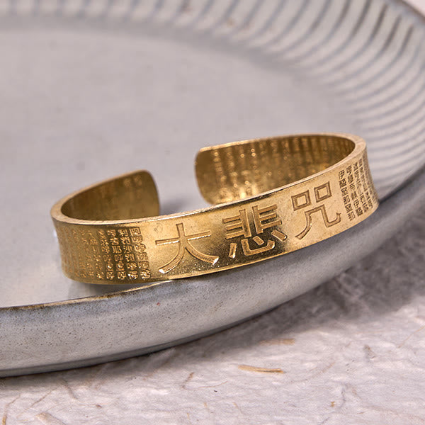 Buddha Stones大悲心マントラ 銅 真鍮 幸運パワーブレスレット バングル