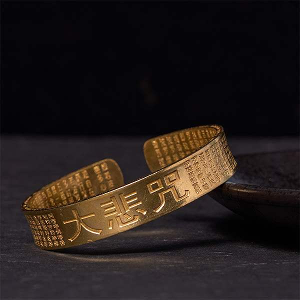 Buddha Stones大悲心マントラ 銅 真鍮 幸運パワーブレスレット バングル