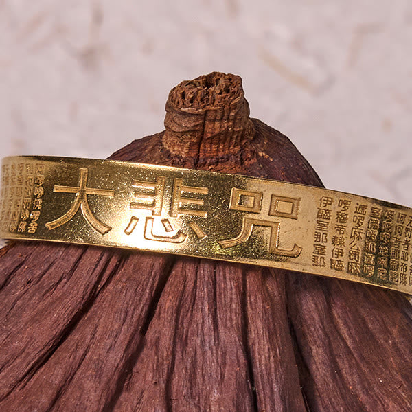 Buddha Stones大悲心マントラ 銅 真鍮 幸運パワーブレスレット バングル