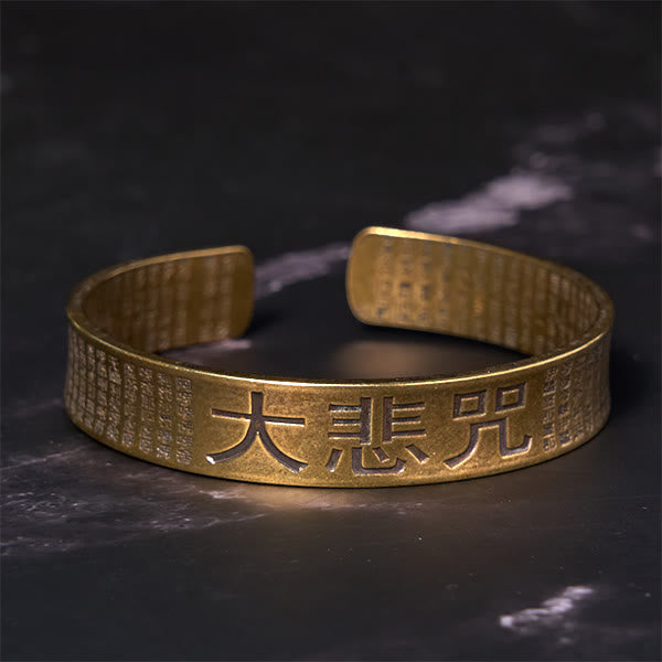 Buddha Stones大悲心マントラ 銅 真鍮 幸運パワーブレスレット バングル