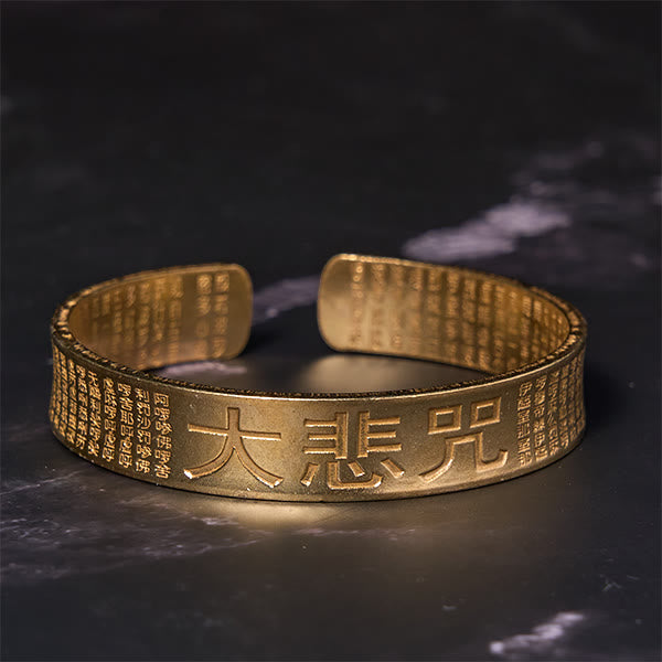 Buddha Stones大悲心マントラ 銅 真鍮 幸運パワーブレスレット バングル