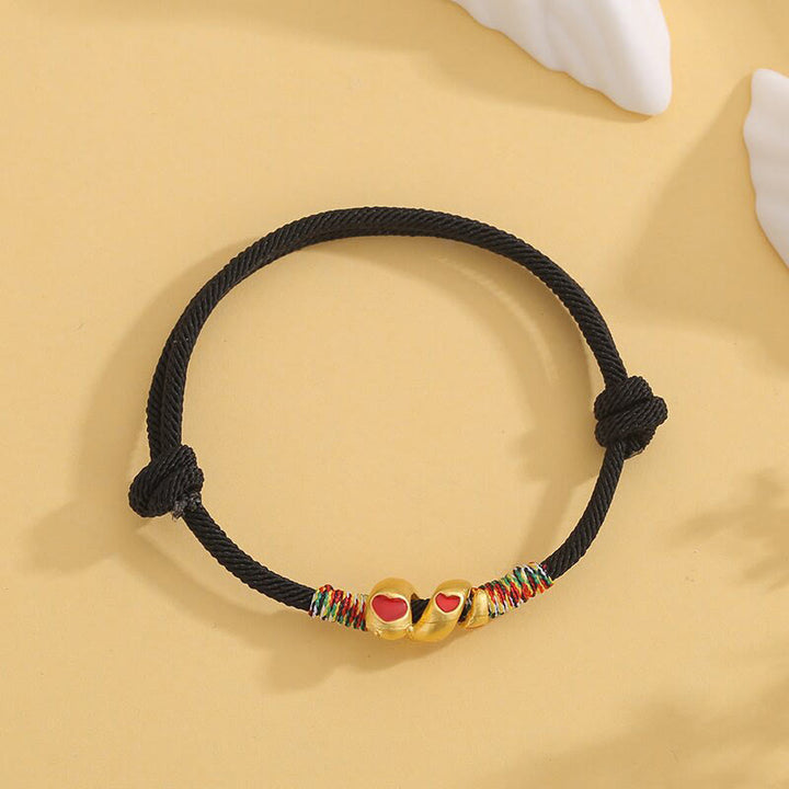 Buddha Stones赤い糸 銅合金 愛 蛇年 守護 編み込み ブレスレット