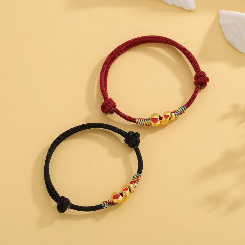 Buddha Stones赤い糸 銅合金 愛 蛇年 守護 編み込み ブレスレット