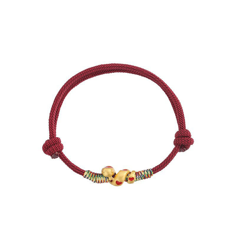 Buddha Stones赤い糸 銅合金 愛 蛇年 守護 編み込み ブレスレット