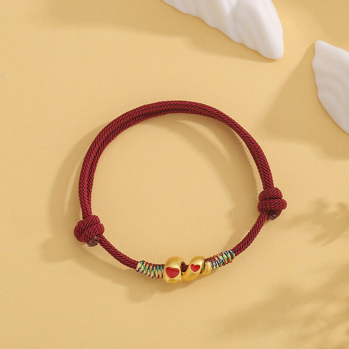 Buddha Stones赤い糸 銅合金 愛 蛇年 守護 編み込み ブレスレット