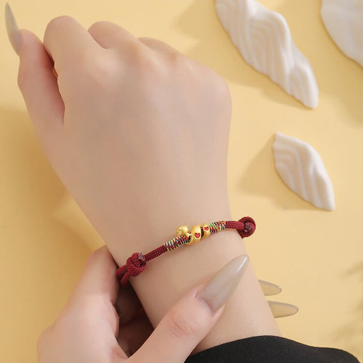 Buddha Stones赤い糸 銅合金 愛 蛇年 守護 編み込み ブレスレット