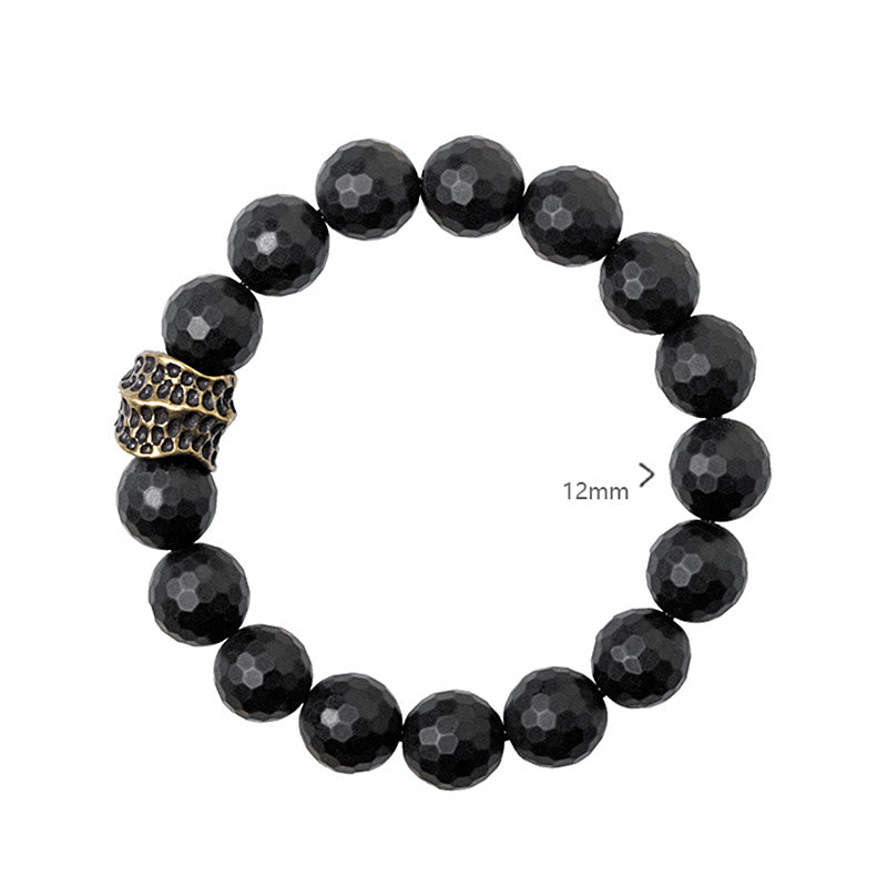 Buddha Stonesマットフロスティングブラックオニキス銅真鍮保護ブレスレット