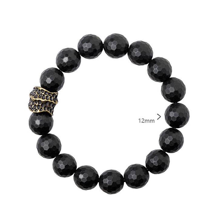 Buddha Stonesマットフロスティングブラックオニキス銅真鍮保護ブレスレット