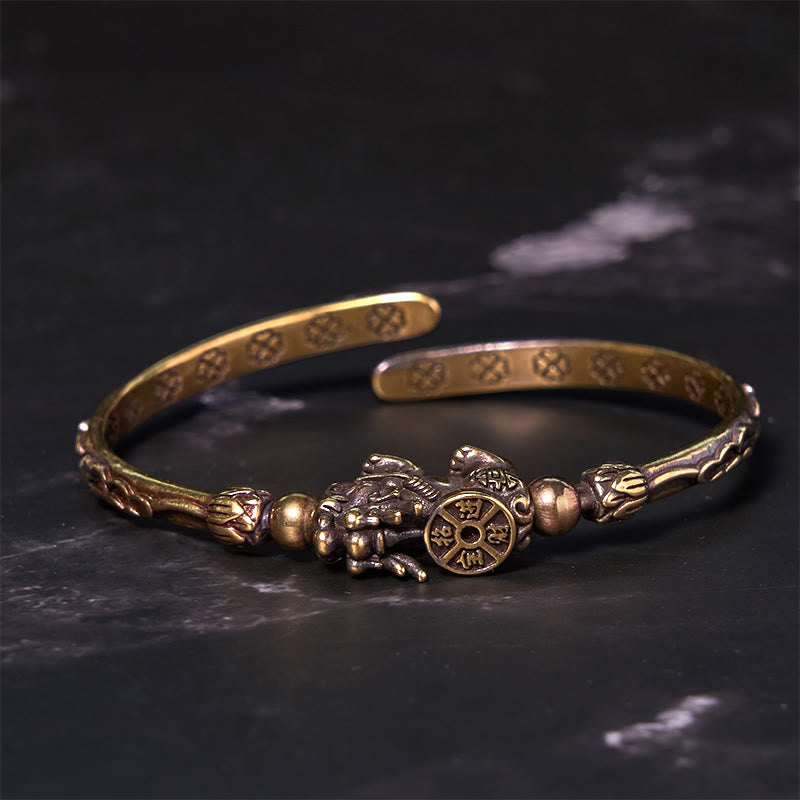 Buddha Stonesピシュウ コインインゴット 銅 真鍮 幸運開運財運ブレスレットバングル - image 2