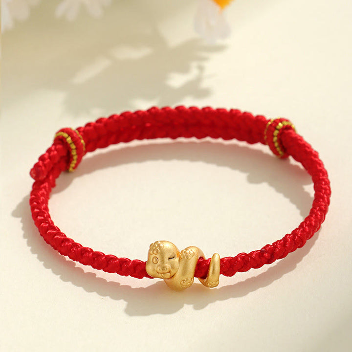 Buddha Stonesハンドメイド 999 スターリングシルバー 蛇年 赤い糸 幸運の編み込みブレスレット