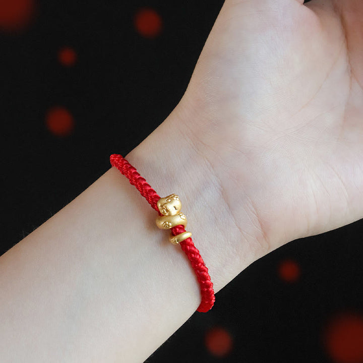 Buddha Stonesハンドメイド 999 スターリングシルバー 蛇年 赤い糸 幸運の編み込みブレスレット