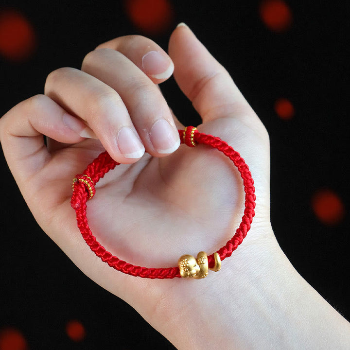 Buddha Stonesハンドメイド 999 スターリングシルバー 蛇年 赤い糸 幸運の編み込みブレスレット