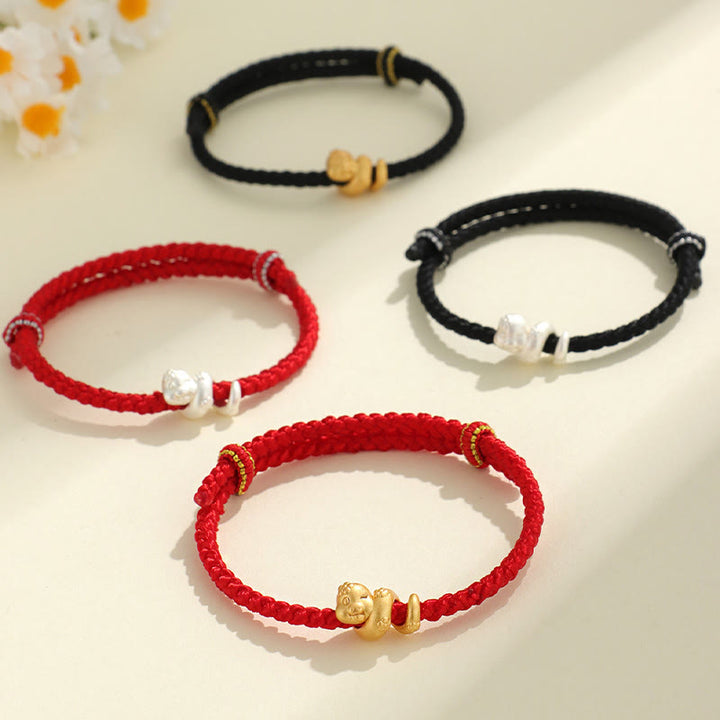 Buddha Stonesハンドメイド 999 スターリングシルバー 蛇年 赤い糸 幸運の編み込みブレスレット