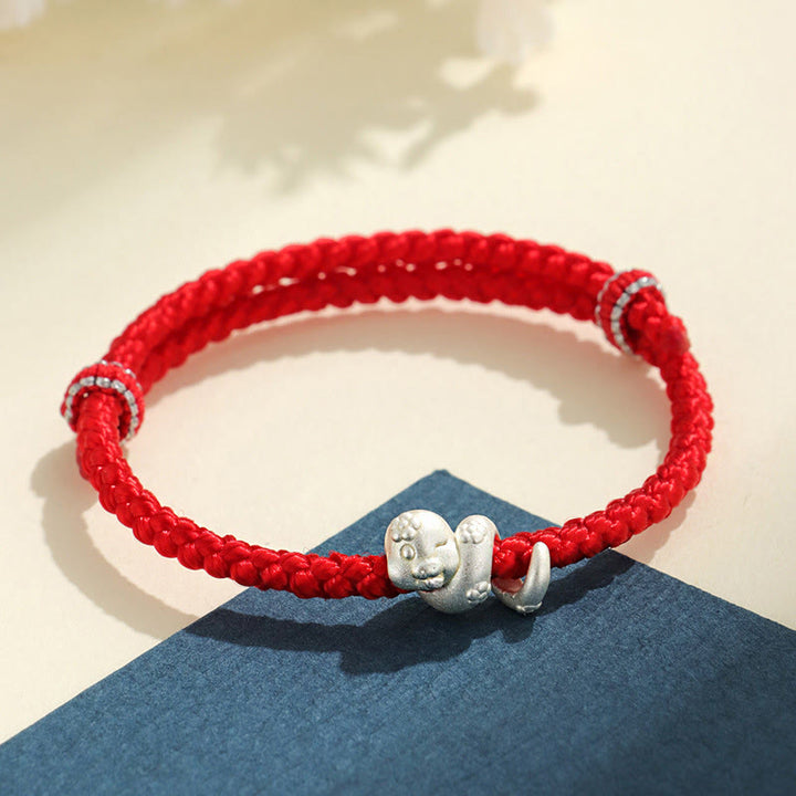Buddha Stonesハンドメイド 999 スターリングシルバー 蛇年 赤い糸 幸運の編み込みブレスレット