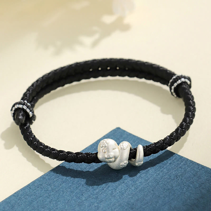 Buddha Stonesハンドメイド 999 スターリングシルバー 蛇年 赤い糸 幸運の編み込みブレスレット