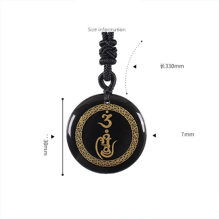 Buddha Stones卍模様 金剛杵 守護マントラ 天然各種水晶 黒曜石 浄化ネックレスペンダント