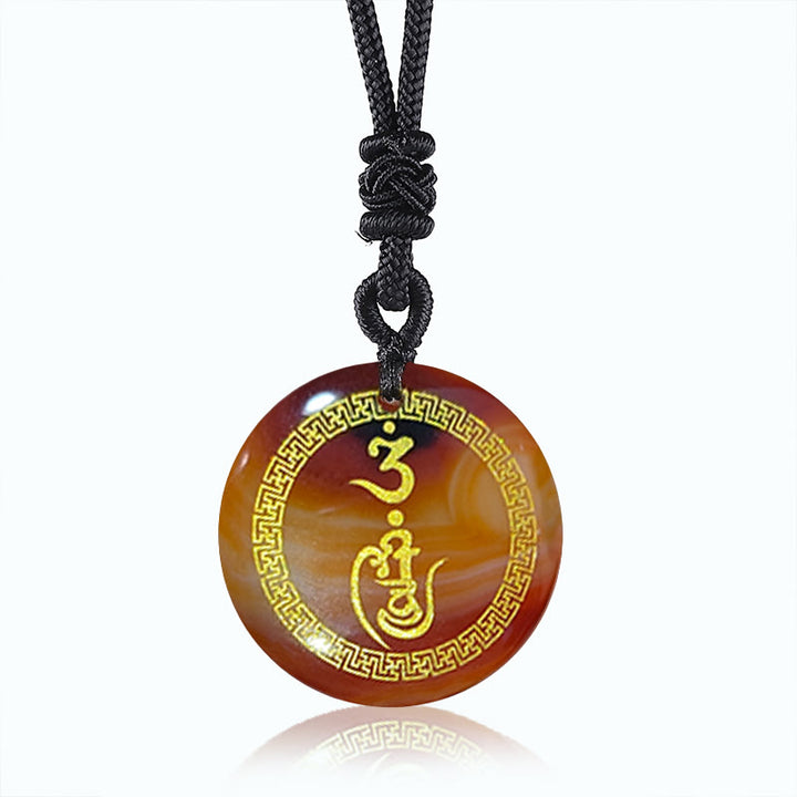 Buddha Stones卍模様 金剛杵 守護マントラ 天然各種水晶 黒曜石 浄化ネックレスペンダント