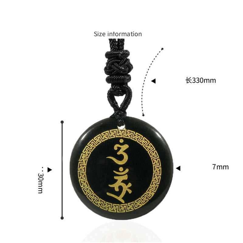 Buddha Stonesを囲む卍模様の金剛杵守護マントラ天然各種水晶黒曜石成就ネックレスペンダント