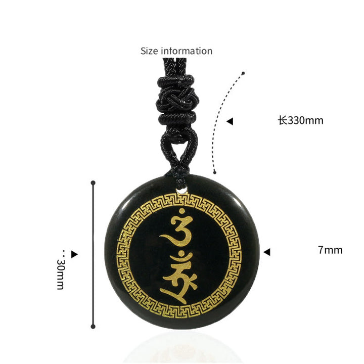 Buddha Stonesを囲む卍模様の金剛杵守護マントラ天然各種水晶黒曜石成就ネックレスペンダント