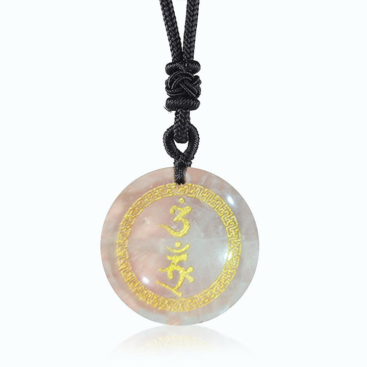 Buddha Stonesを囲む卍模様の金剛杵守護マントラ天然各種水晶黒曜石成就ネックレスペンダント