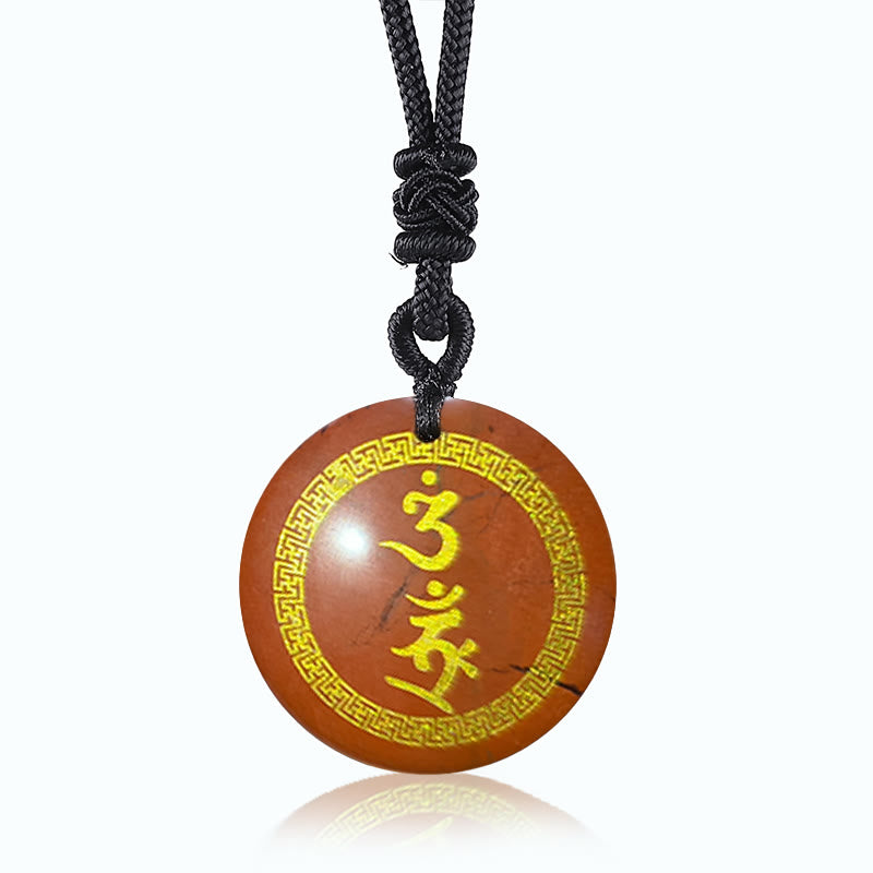 Buddha Stonesを囲む卍模様の金剛杵守護マントラ天然各種水晶黒曜石成就ネックレスペンダント