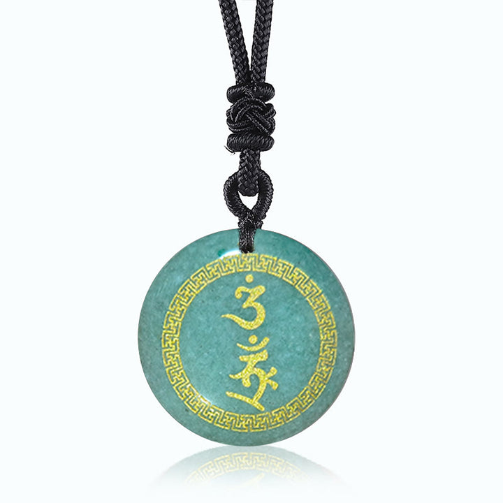 Buddha Stonesを囲む卍模様の金剛杵守護マントラ天然各種水晶黒曜石成就ネックレスペンダント