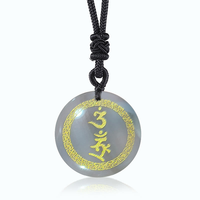 Buddha Stonesを囲む卍模様の金剛杵守護マントラ天然各種水晶黒曜石成就ネックレスペンダント