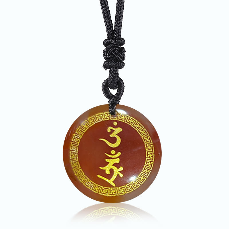Buddha Stonesを囲む卍模様の金剛杵守護マントラ天然各種水晶黒曜石成就ネックレスペンダント
