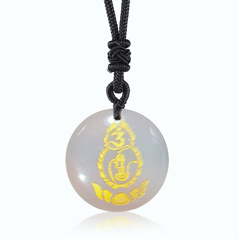Buddha Stonesひょうたん 蓮 台座 模様 金剛杵 守護 マントラ 天然 各種 水晶 黒曜石 成就 ネックレス ペンダント - ホワイトクリスタル - image 9