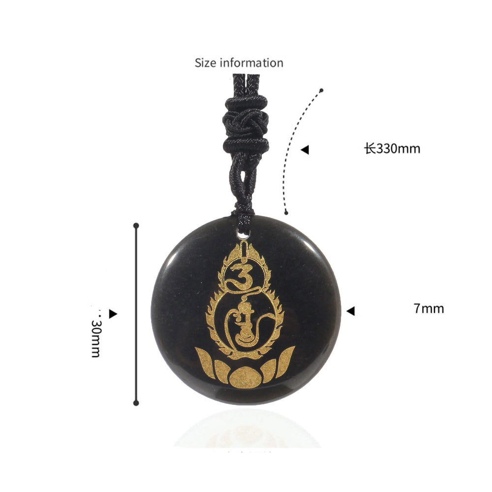 Buddha Stonesひょうたん 蓮 台座 模様 金剛杵 守護 マントラ 天然 各種 水晶 黒曜石 成就 ネックレス ペンダント - image 2