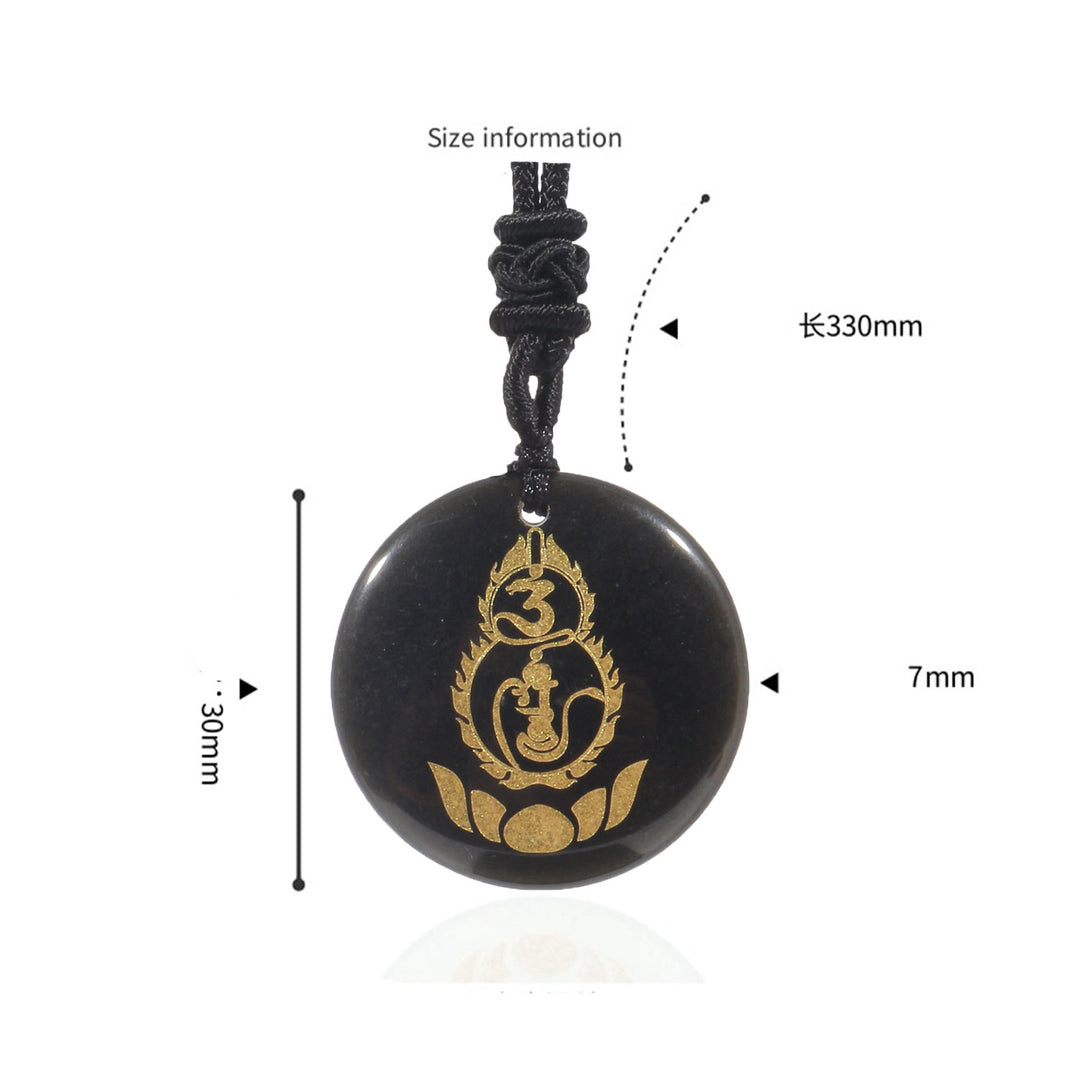 Buddha Stonesひょうたん 蓮 台座 模様 金剛杵 守護 マントラ 天然 各種 水晶 黒曜石 成就 ネックレス ペンダント - image 2