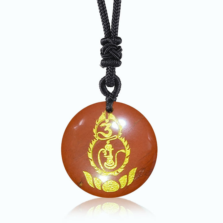 Buddha Stonesひょうたん 蓮 台座 模様 金剛杵 守護 マントラ 天然 各種 水晶 黒曜石 成就 ネックレス ペンダント - レッドストーン - image 11
