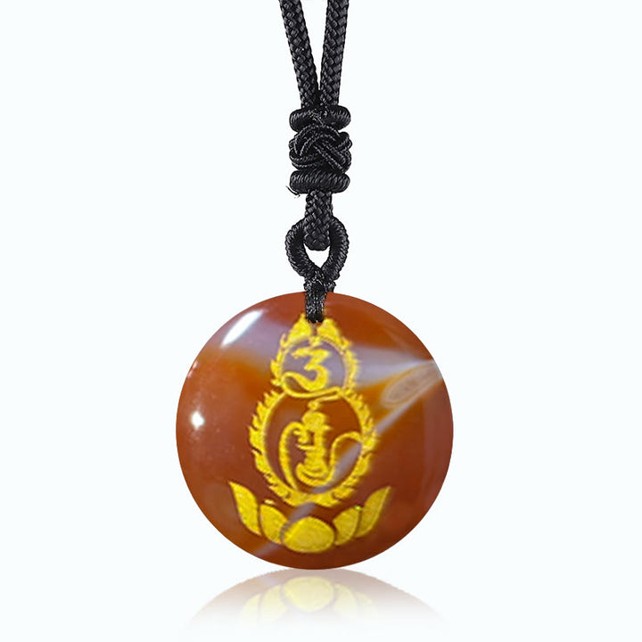 Buddha Stonesひょうたん 蓮 台座 模様 金剛杵 守護 マントラ 天然 各種 水晶 黒曜石 成就 ネックレス ペンダント - 赤瑪瑙 - image 13
