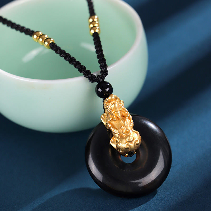 Buddha Stonesブラックオニキス ホワイトアゲート ピース平和のお守りチャーム999スターリングシルバー ゴールド 貔貅幸運繁栄ネックレス ペンダント - ブラックオニキス 999スターリングシルバー ゴールド貔貅（長さ：約36cm） - image 2