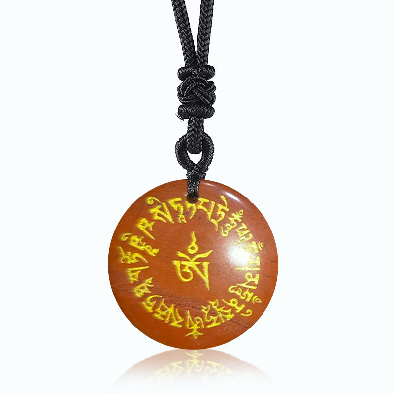 Buddha Stones幸運を集めるマントラ 天然各種クリスタル ブラックオブシディアン 成就ネックレスペンダント