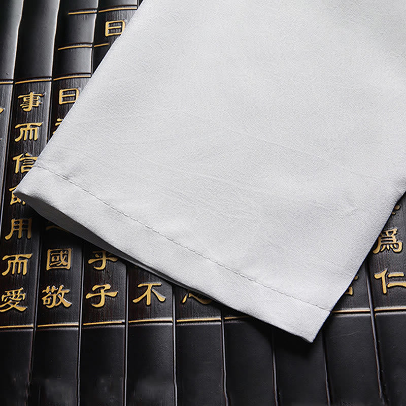 Buddha Stones中国の旧正月 刺繍 龍 カエルボタン 唐装 漢服 伝統制服 長袖 トップス パンツ 衣類 メンズセット