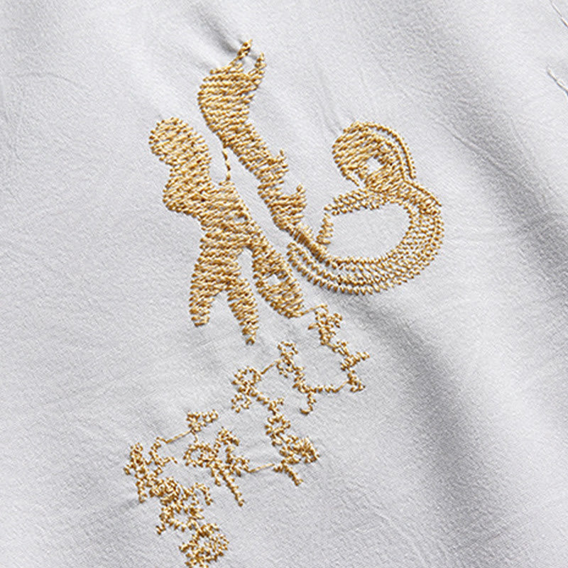 Buddha Stones中国の旧正月 刺繍 龍 カエルボタン 唐装 漢服 伝統制服 長袖 トップス パンツ 衣類 メンズセット