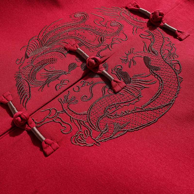 Buddha Stones中国の旧正月 刺繍 唐装 漢服 伝統制服 長袖 トップス パンツ 衣類 メンズセット
