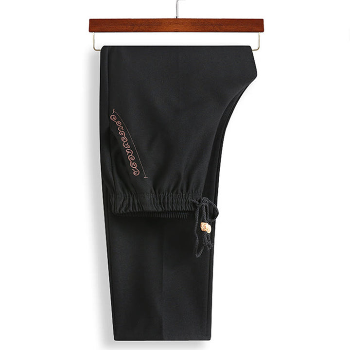 Buddha Stones中国の旧正月 刺繍 唐装 漢服 伝統制服 長袖 トップス パンツ 衣類 メンズセット