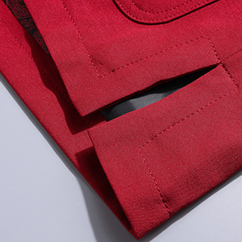 Buddha Stones中国の旧正月 刺繍 唐装 漢服 伝統制服 長袖 トップス パンツ 衣類 メンズセット