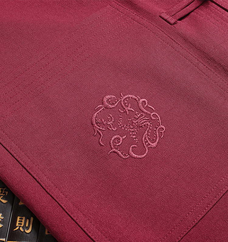 Buddha Stones中国の旧正月 刺繍 龍 カエルボタン 唐装 漢服 長袖 トップス パンツ 衣類 メンズ セット - image 5