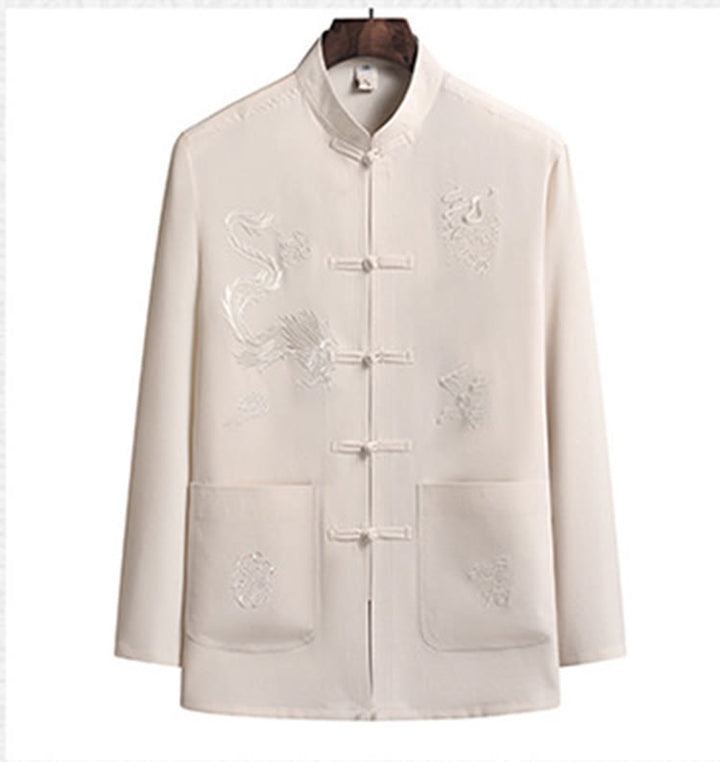 Buddha Stones中国の旧正月 刺繍 龍 カエルボタン 唐装 漢服 長袖 トップス パンツ 衣類 メンズ セット - image 18