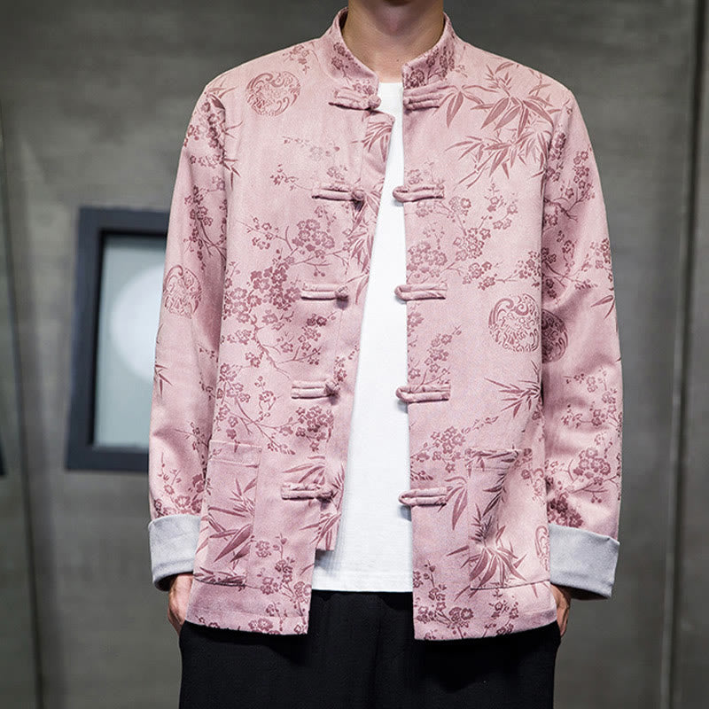 Buddha Stonesと中国の旧正月服、花柄、竹、無地、カエルボタン、唐装、綿、メンズジャケット、ポケット付きシャツ - image 36